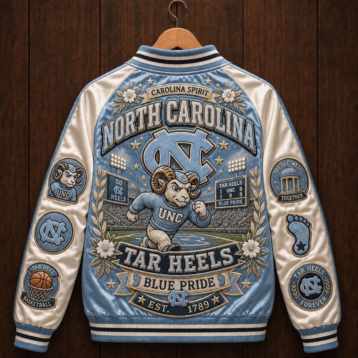 PREMIUM UNC SATIN BASEBALL JACKET NTNA