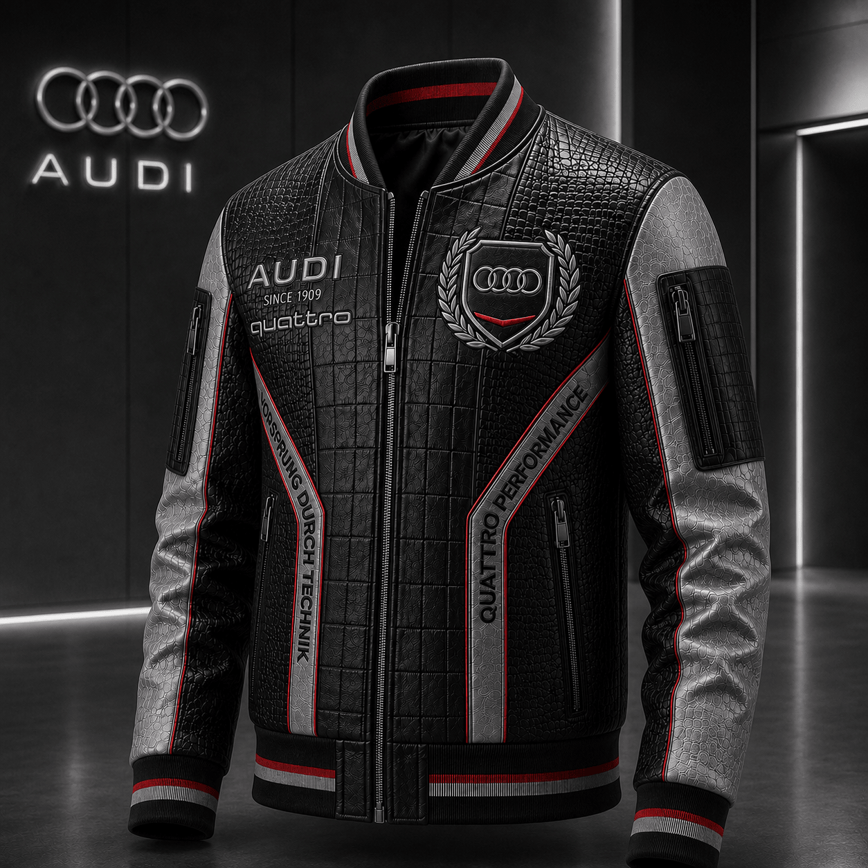 Premium AUD Leather Zipper Jacket TNSM
