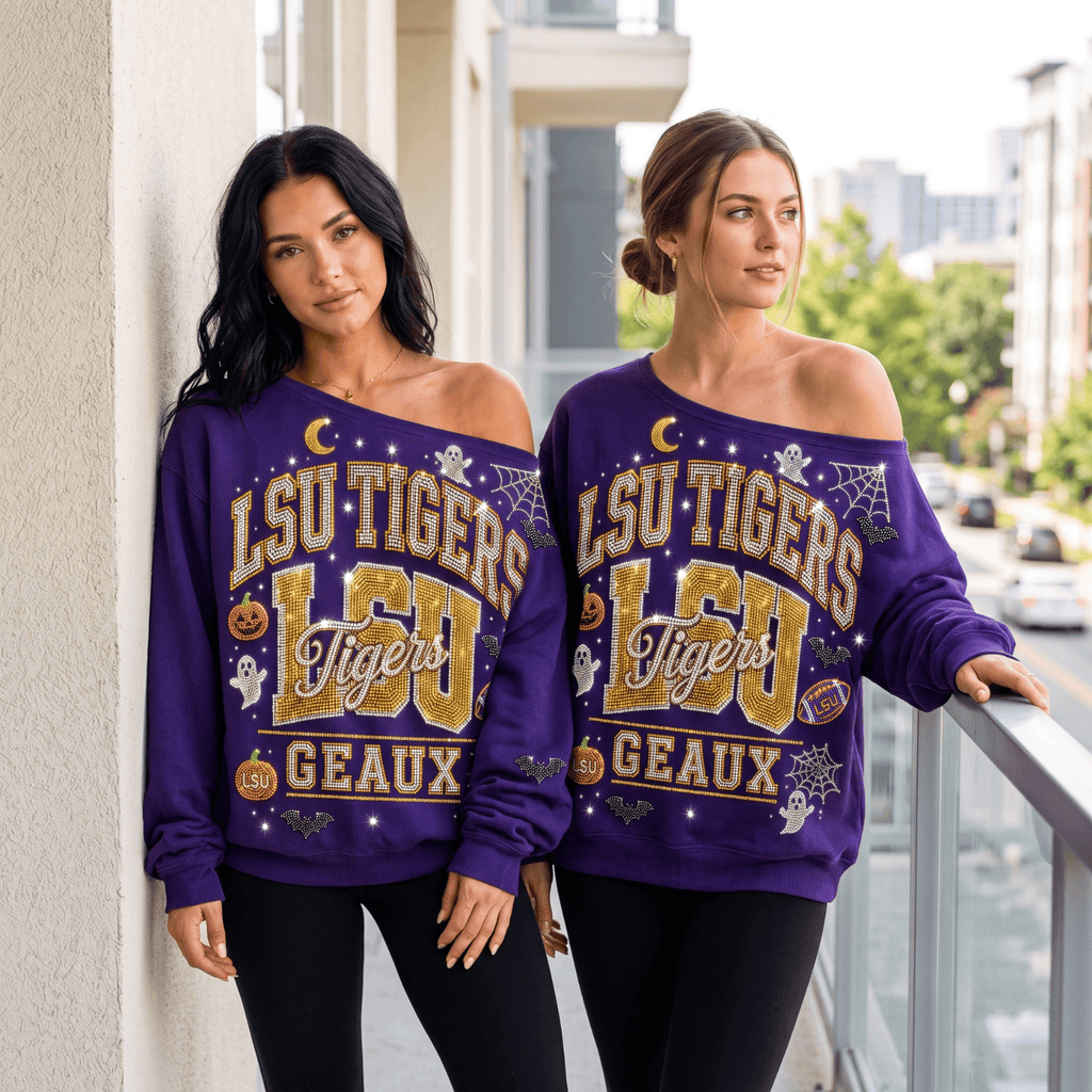 LSU 3D SHOULDER RHINESTONE SWEATSHIRT NTKO