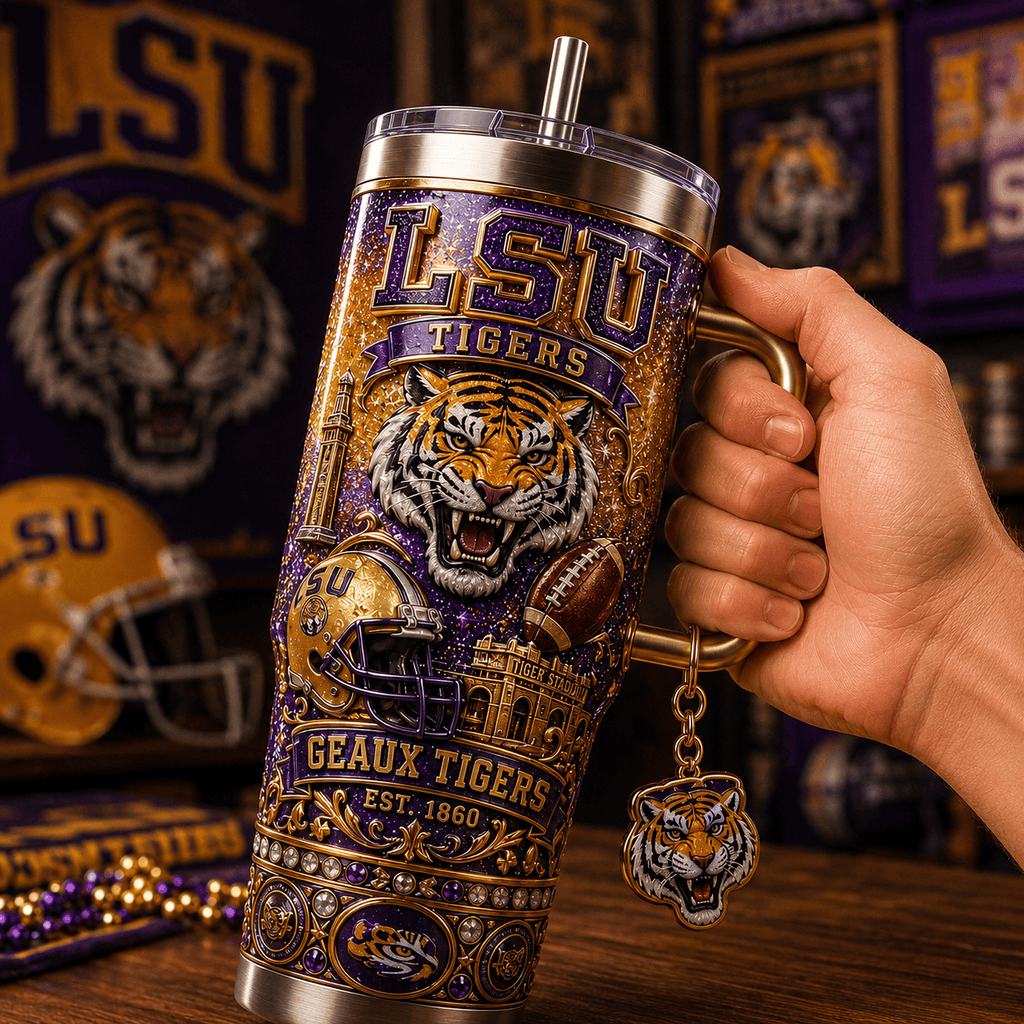 LSU 40oz Tumbler With Handle TTNL