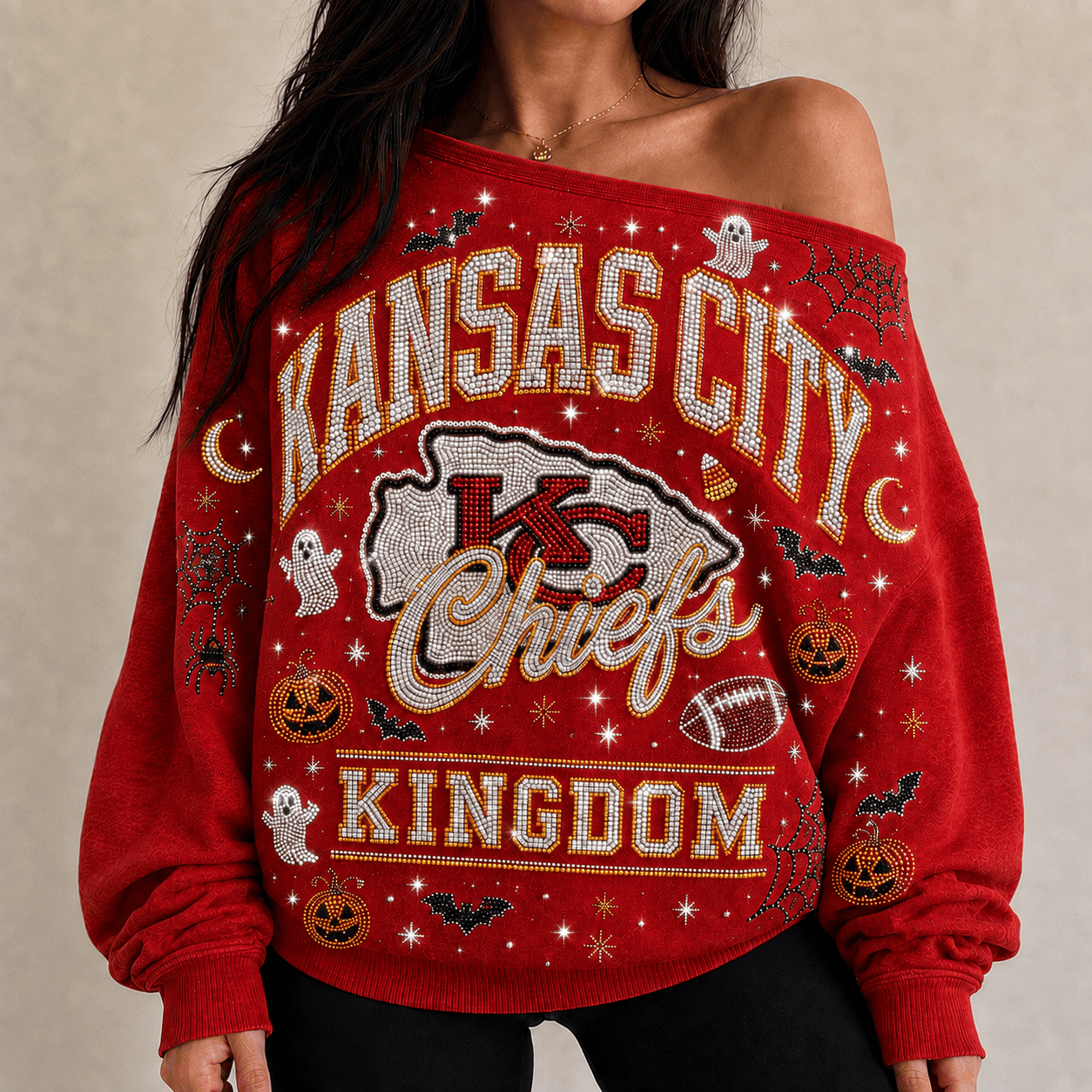 KCC 3D SHOULDER RHINESTONE SWEATSHIRT DNBN