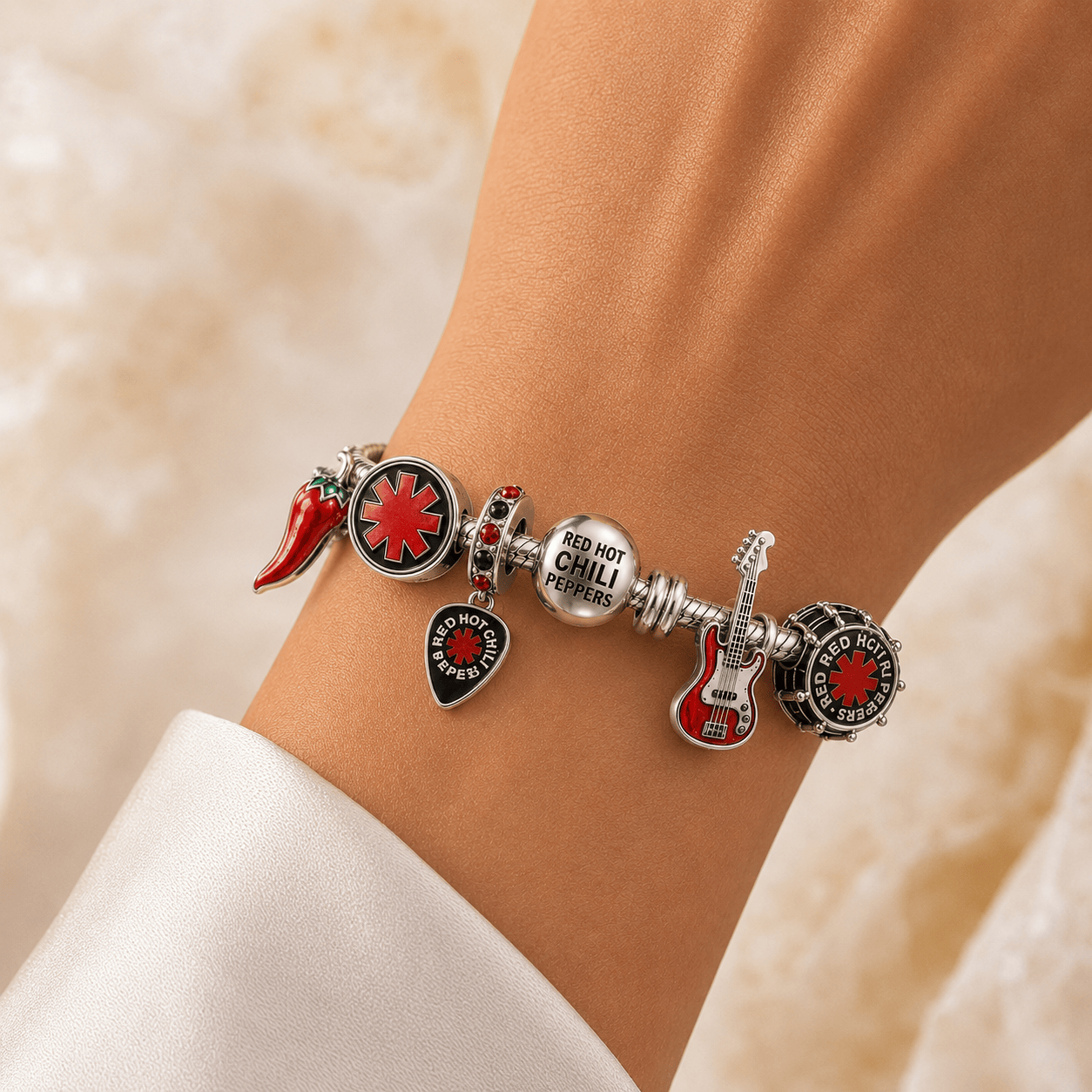 RHCP silver Charm Bracelet Set BMD
