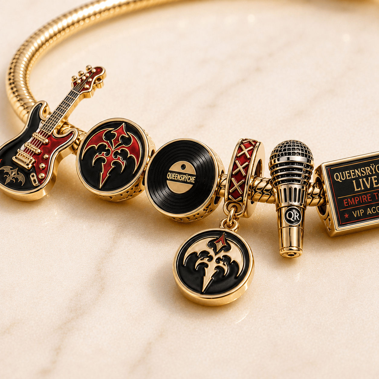 QSB Gold Charm Bracelet Set PTT