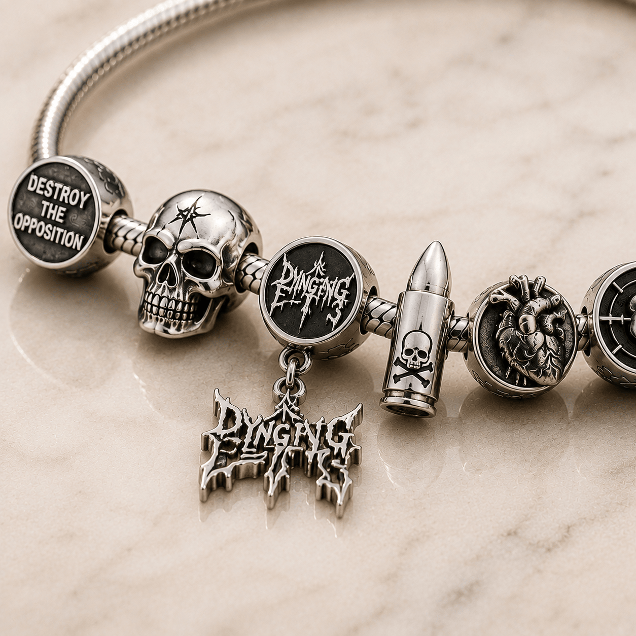 DFT Silver Charm Bracelet Set PTT