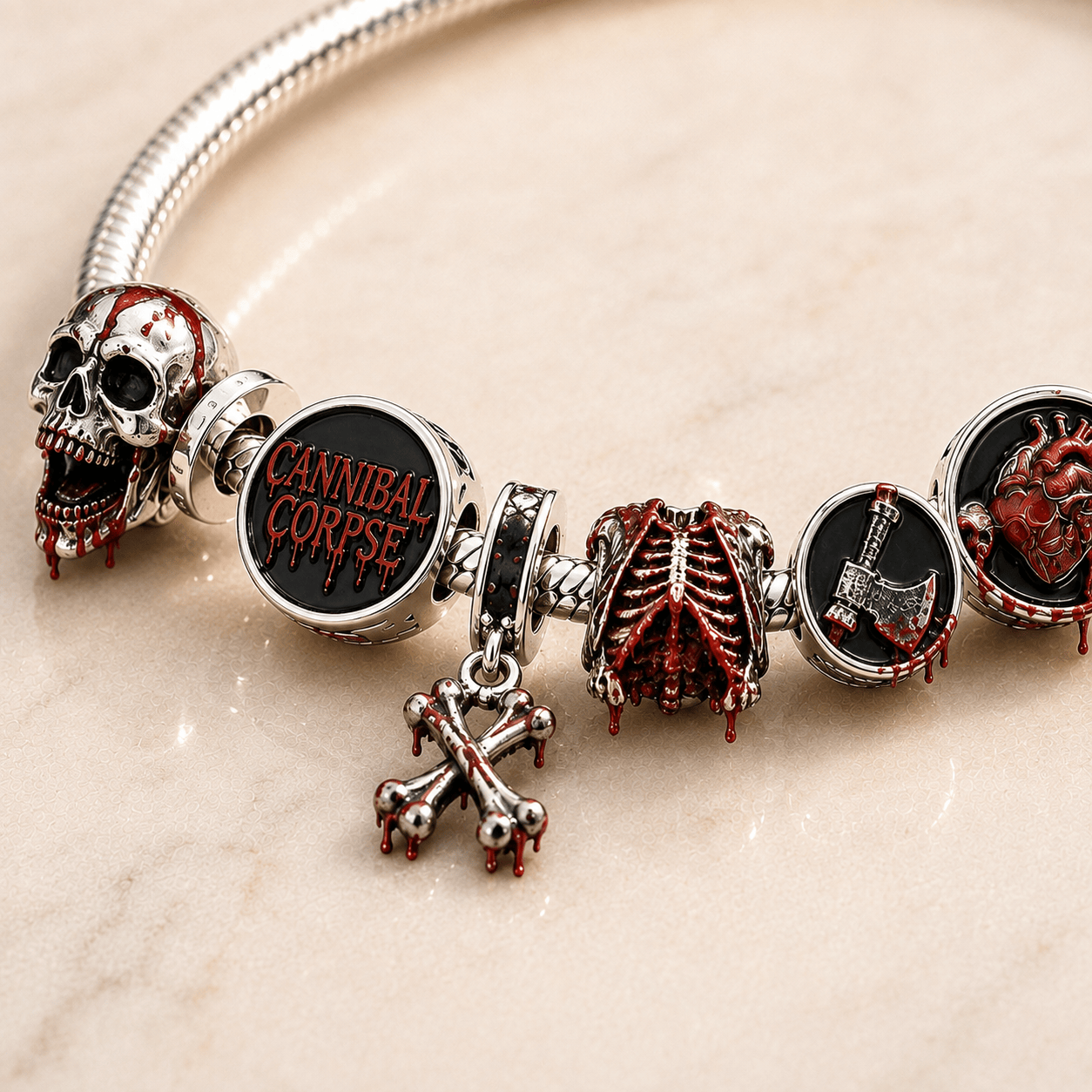 CNC Silver Charm Bracelet Set PTT