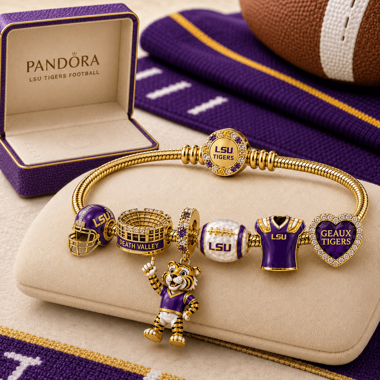 LSUT Gold Charm Bracelet Set TMH