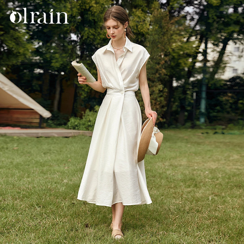 OLrain Woman Summer Lyocell Shirt Dresses 2025