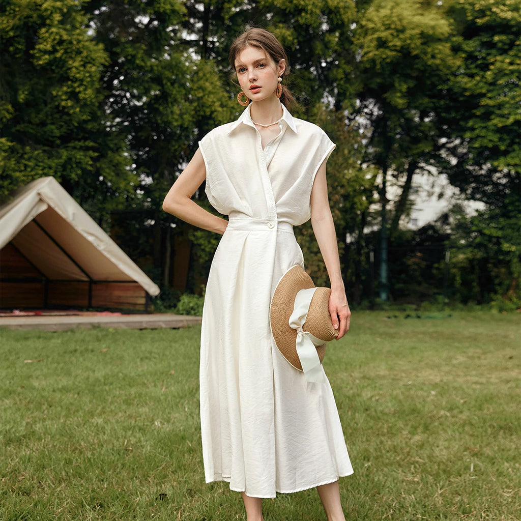 OLrain Woman Summer Lyocell Shirt Dresses 2025